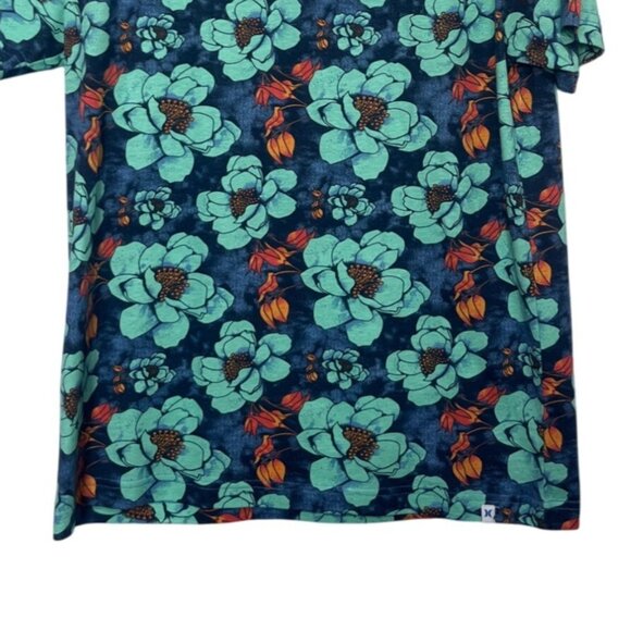 Hurley Floral Print Tshirt Mens Small Blue Orange New WOT Crew Neck - Picture 5 of 8